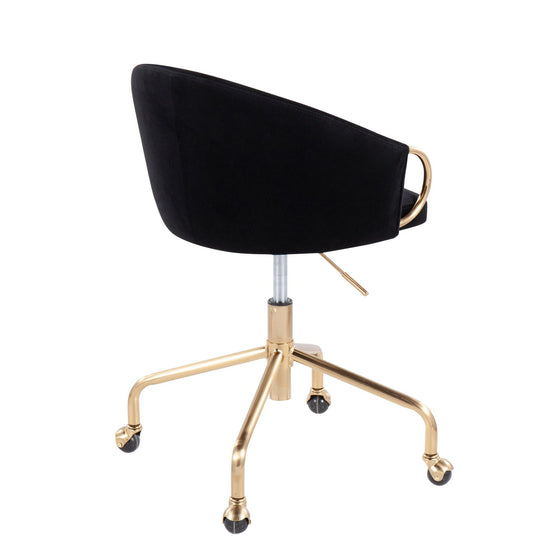 Claire - Task Chair - Gold Metal And Black Velvet