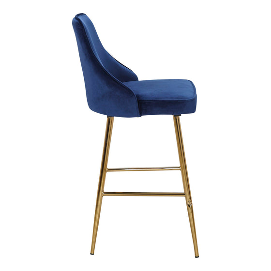 Marcel - Counter Stool - Gold Metal And Blue Velvet (Set of 2)