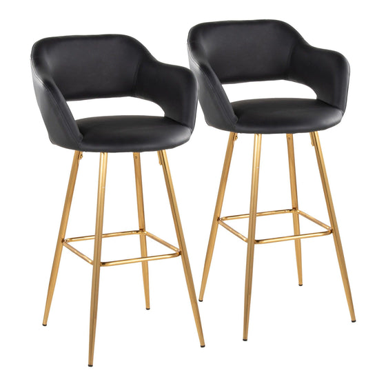 Margarite - 30" Fixed-Height Barstool - Gold Metal (Set of 2)