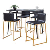 Marcel - Mara Upholstered Counter Height Dining Set - Black Metal With Black Wood Tabletop And Gold Metal