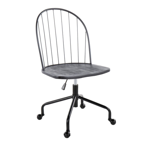 Riley - Adjustable High Back Office Chair - Black Metal And Black Wood