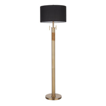  Trophy - Floor Lamp - Antique Brass With Black Linen Shade