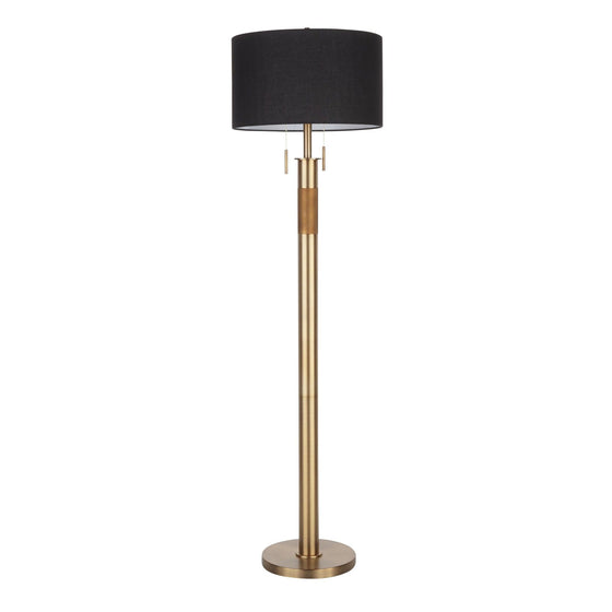 Trophy - Floor Lamp - Antique Brass With Black Linen Shade