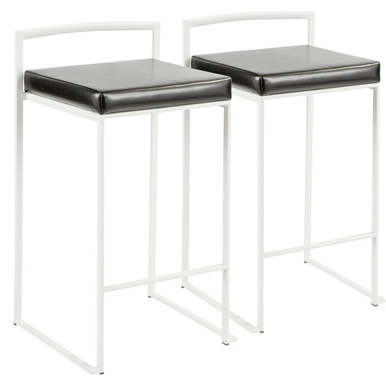 Fuji - Stackable Counter Stool - White Base (Set of 2)