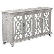  Melanie - 4 Door Wood Trellis Accent Cabinet - Distressed White