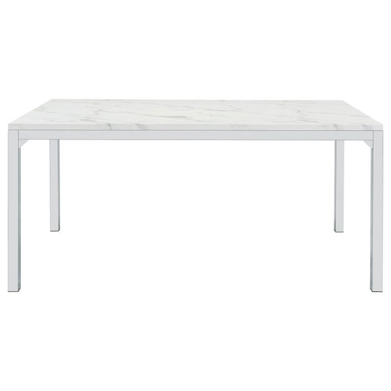 Athena - Rectangular Faux Marble Dining Table - Chrome