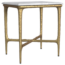  Baldwin - Rectangular Marble Top Side Table - White And Gold