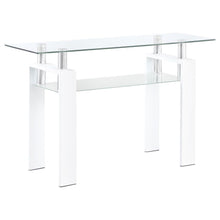  Dyer - Rectangular Glass Top Entryway Sofa Console Table - White