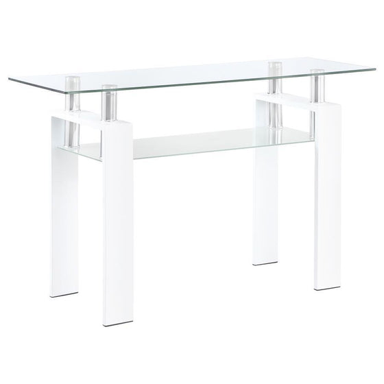 Dyer - Rectangular Glass Top Entryway Sofa Console Table - White