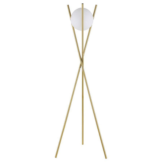 Yamileth - Spherical Bulb Metal Tripod Floor Lamp - Gold