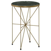  Eliska - Round Green Marble Top Accent Side Table - Antique Gold