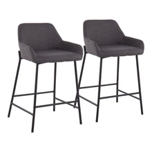  Daniella - Fixed - Height Counter Stool - Black Metal And Charcoal Fabric (Set of 2)