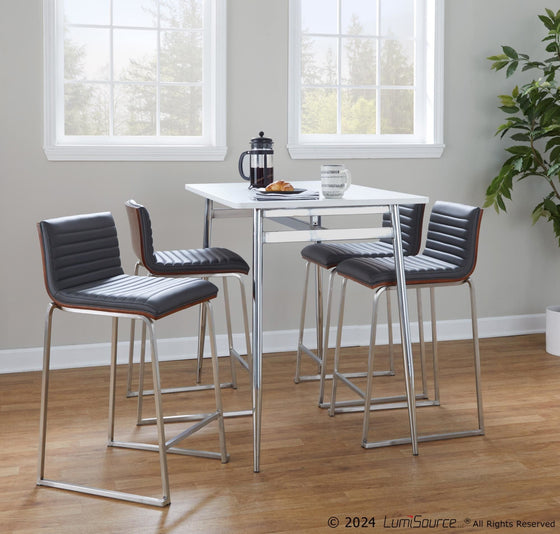 Fuji - Mason Upholstered Swivel Dining Set - Brushed Stainless Steel