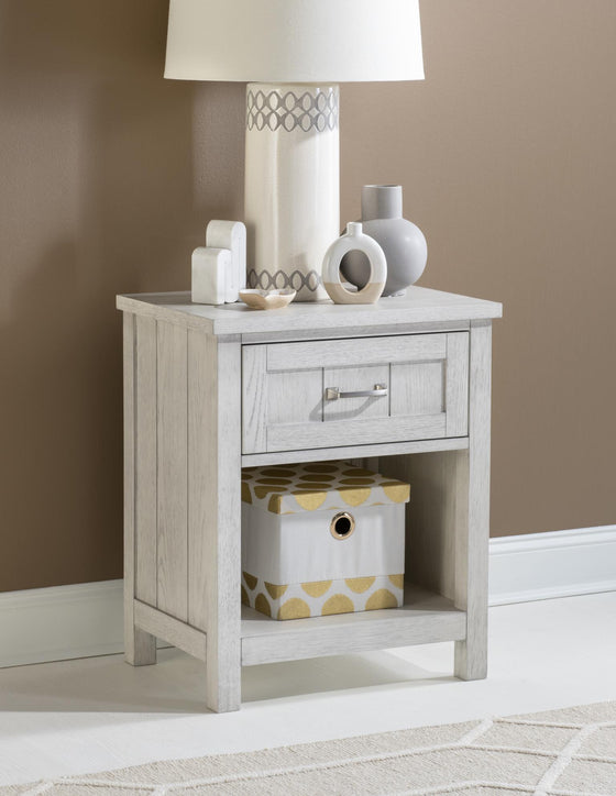 Preston - Drawer Open Nightstand - Bleached Linen