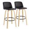 Toriano - 30" Faux Leather Fixed-height Barstool (Set of 2) - Black And Natural