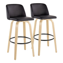  Toriano - 30" Faux Leather Fixed-height Barstool (Set of 2) - Black And Natural