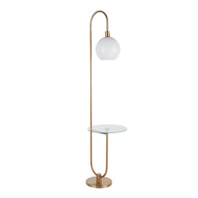  Trombone - Floor Lamp - Gold Metal With Clear Glass Shelf