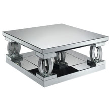  Amalia - Square Mirrored Acrylic Crystal Coffee Table - Silver