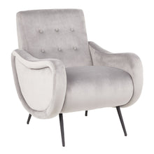  Rafael - Lounge Chair - Black Metal And Silver Velvet