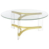 Janessa - Round Glass Top Acrylic Leg Coffee Table Matte - Brass