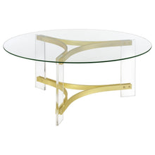  Janessa - Round Glass Top Acrylic Leg Coffee Table Matte - Brass