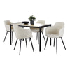 Fuji - Boyne Dining Set - Black Metal, Natural Wood And Cream Noise Fabric (Set of 5)