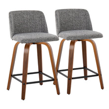  Toriano - 24" Fixed-Height Counter Stool (Set of 2) - Walnut & Black Base