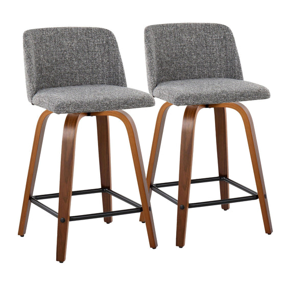 Toriano - 24" Fixed-Height Counter Stool (Set of 2) - Walnut & Black Base