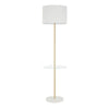 Chloe - Shelf Floor Lamp - White Marble Base, Clear Glass Shelf And White Linen Shade