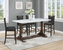  Aldrich - 5-Piece Counter Height Dining Set Genuine - White Marble And Dark Brown