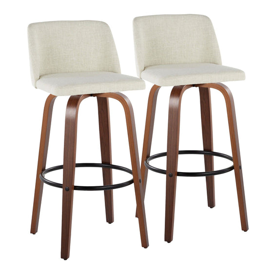 Toriano - 30" Faux Leather Fixed-Height Barstool (Set of 2) - Walnut & Chrome Base