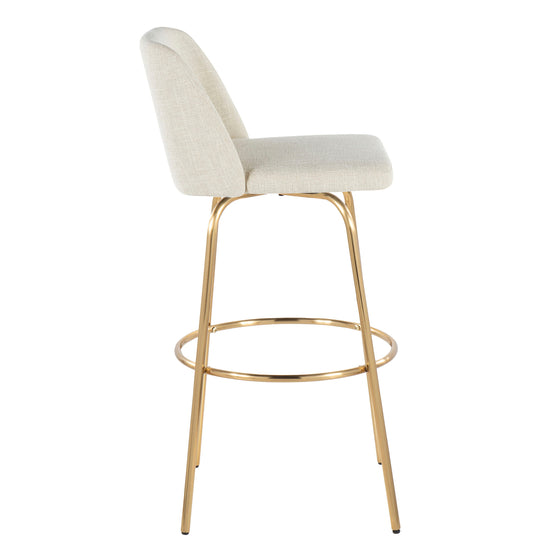 Toriano - 30" Fixed-height Barstool (Set of 2) - Cream Fabric