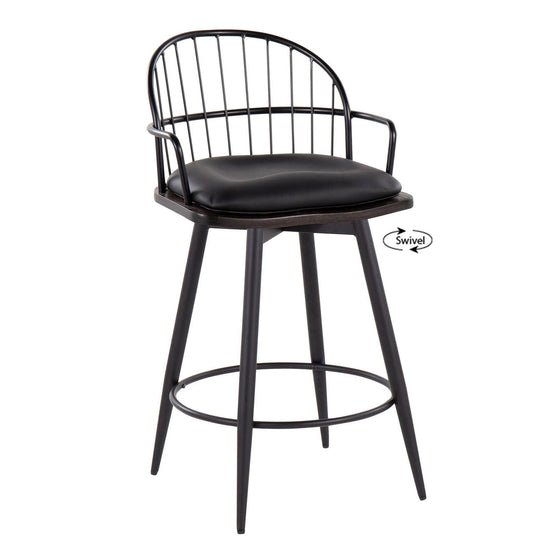 Riley - 26" Fixed-height Counter Stool With Arms (Set of 2) - Black