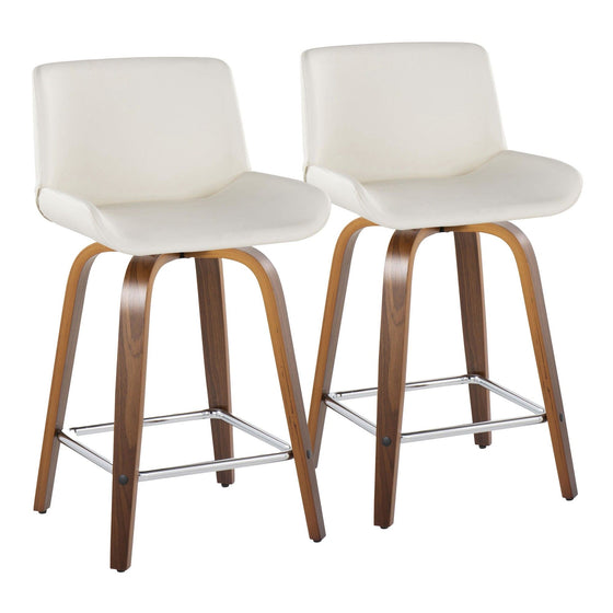 Santi - 24" Fixed-Height Counter Stool With Swivel - Walnut Wood (Set of 2)