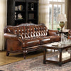 Victoria - Full Leather Upholstered Rolled Arm Sofa - Brown