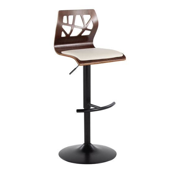 Folia - Adjustable Barstool (Set of 2) - Walnut Backrest & Black Base