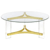 Janessa - Round Glass Top Acrylic Leg Coffee Table Matte - Brass