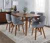 Folia - Fabrizzi - Dining Set - Walnut Wood And Gray Fabric (Set of 7)