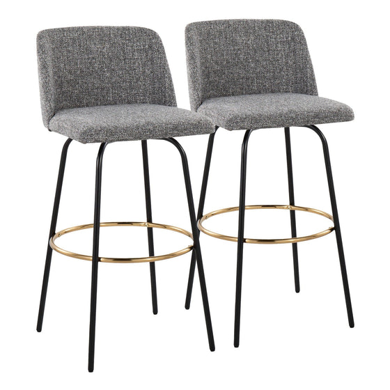 Toriano - 30" Fixed-Height Barstool (Set of 2) - Black & Gold Base