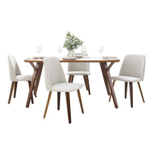  Folia - Toriano Dining Set - Walnut Wood And Beige Fabric (Set of 5)