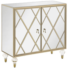  Astilbe - 2-Door Mirrored Accent Cabinet - Silver And Champagne