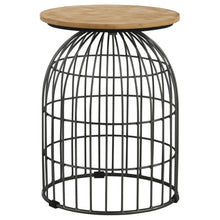  Bernardo - Round Wire Frame Side Table - Natural And Gunmetal