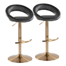  Posh - Glam Adjustable Barstool With Swivel - Gold Metal (Set of 2)