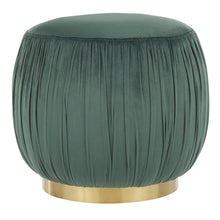  Ruched - Ottoman - Gold Metal And Emerald Green Velvet