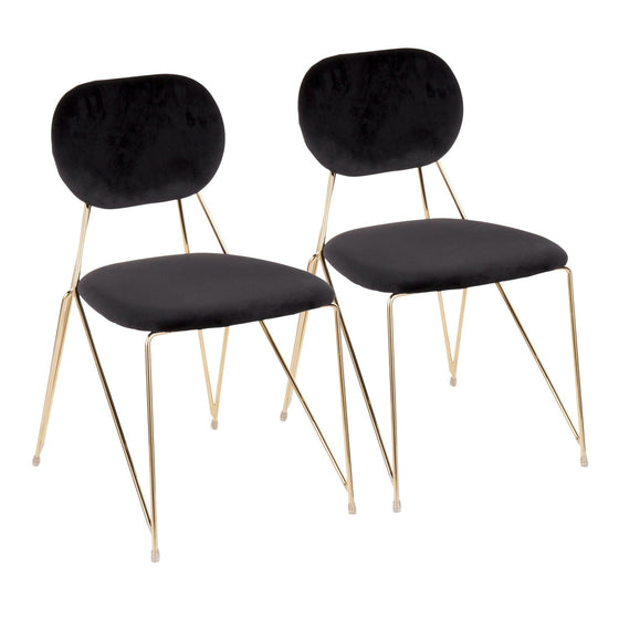 Gwen - Glam Chair - Gold Metal With Black Velvet (Set of 2)