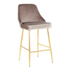 Marcel - Counter Stool - Gold Metal And Silver Velvet (Set of 2)