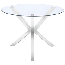  Vance - Round Glass Top Asterisk Dining Table - Chrome