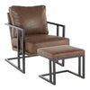 Roman - Lounge Chair And Ottoman - Black Metal And Espresso Faux Leather