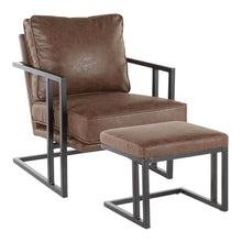  Roman - Lounge Chair And Ottoman - Black Metal And Espresso Faux Leather