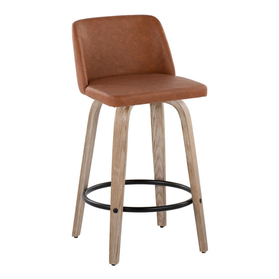 Toriano - 26" Fixed-Height Counter Stool (Set of 2) - Light Brown & Black Base